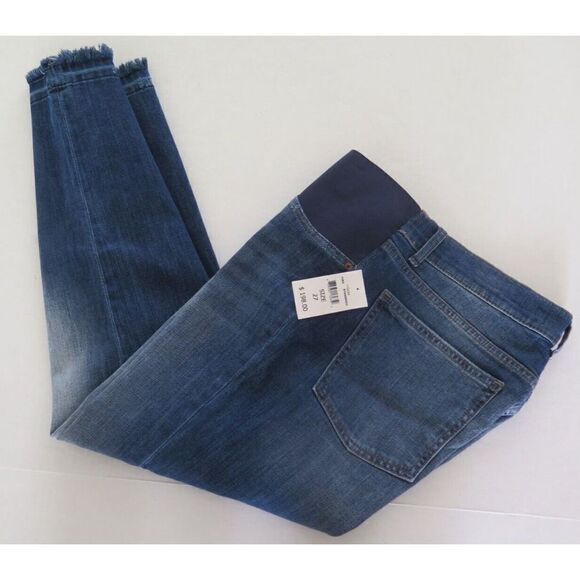 DL1961 Patti Women Sz 27 Blue High Rise Straight Frayed Hem Maternity Pants $198 - Picture 9 of 9